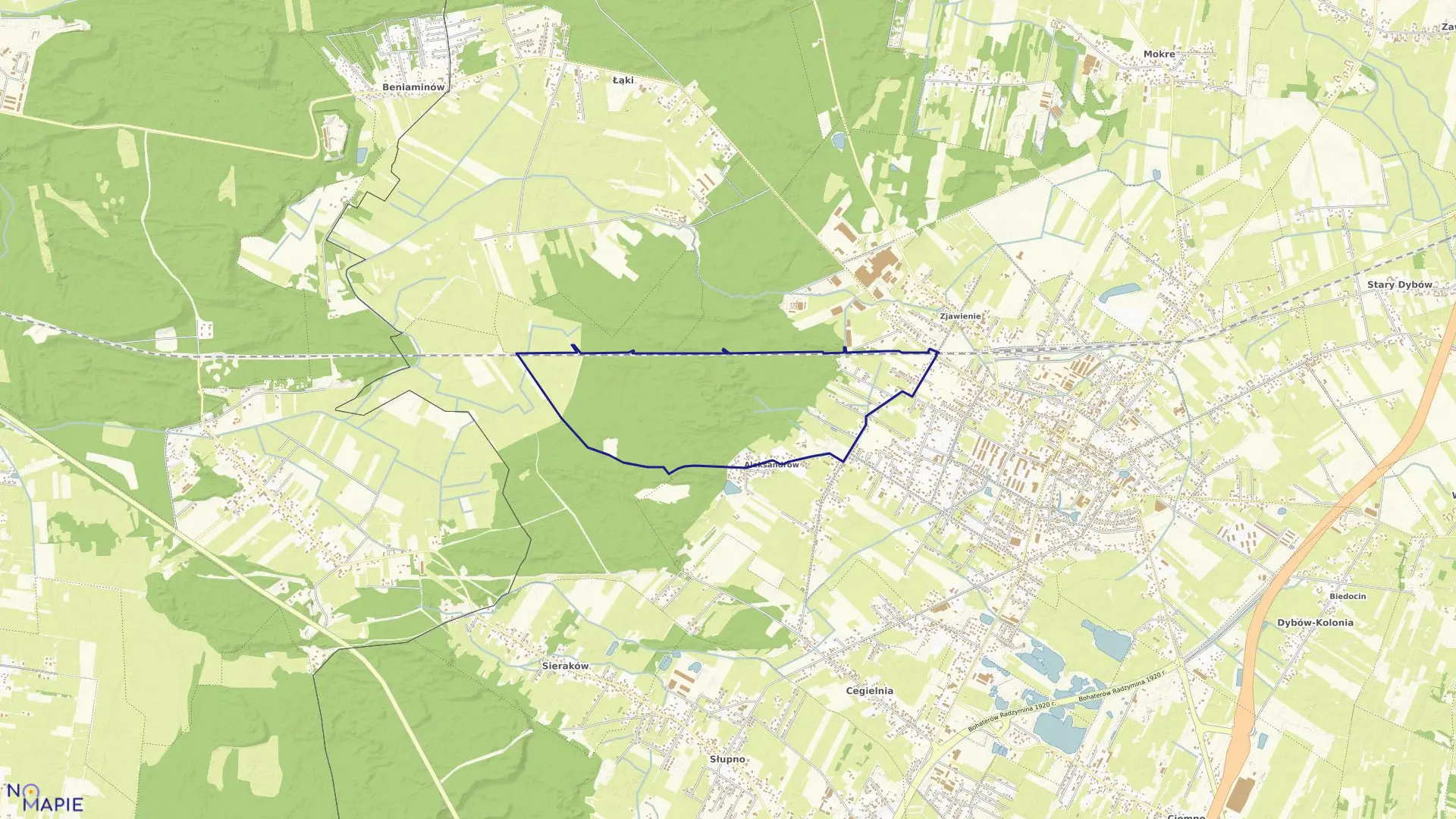 Mapa obrębu 02-01 w gminie Radzymin