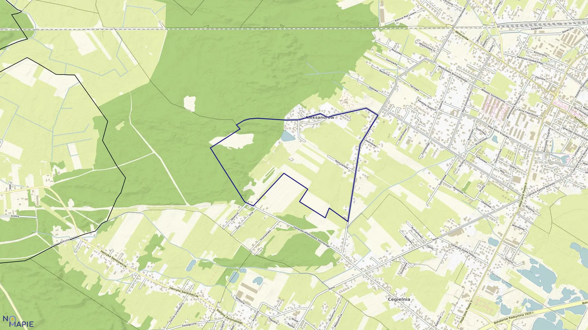 Mapa obrębu 02-02 w gminie Radzymin