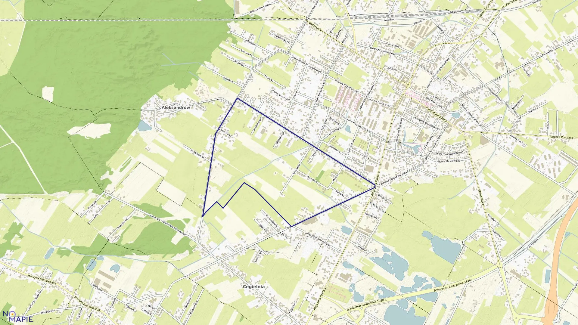 Mapa obrębu 02-03 w gminie Radzymin