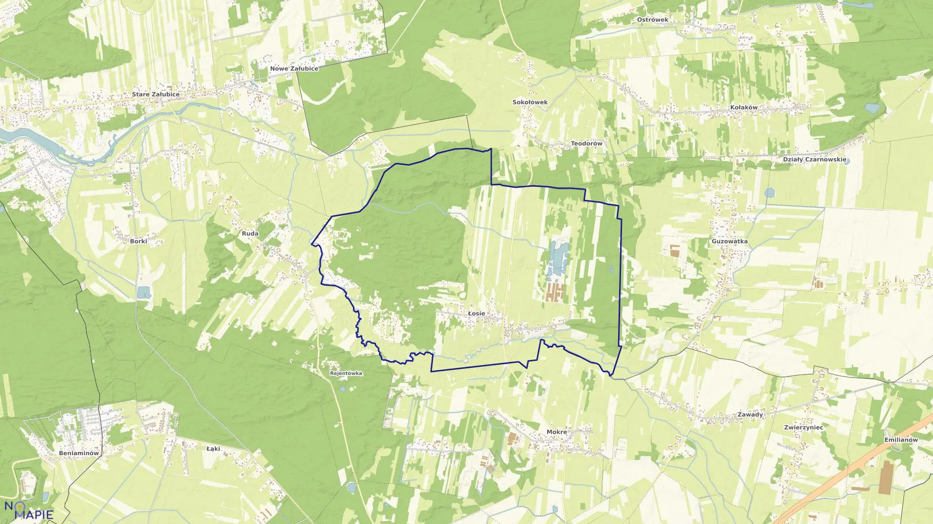 Mapa obrębu ŁOSIE w gminie Radzymin