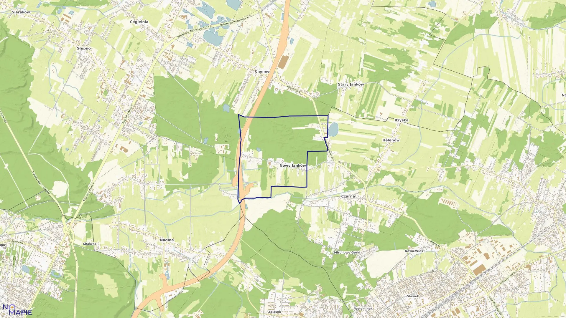 Mapa obrębu NOWY JANKÓW w gminie Radzymin