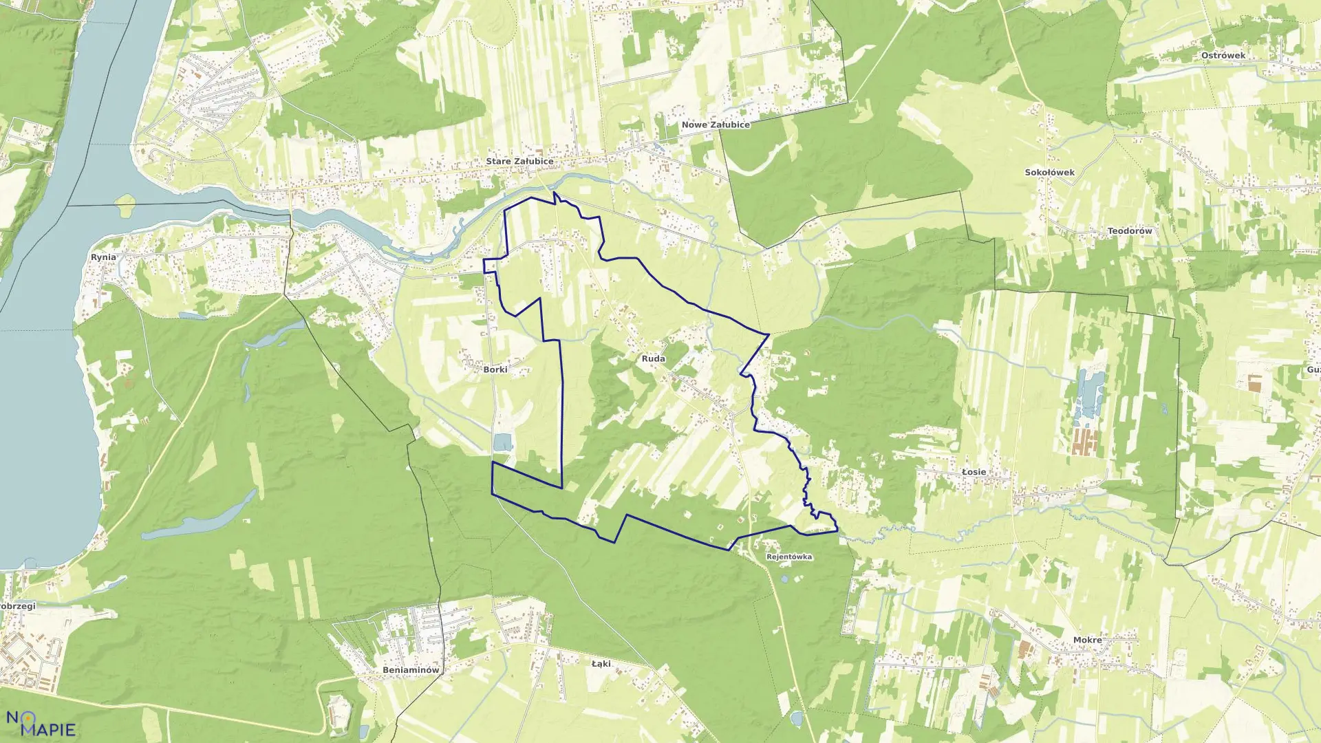 Mapa obrębu RUDA w gminie Radzymin