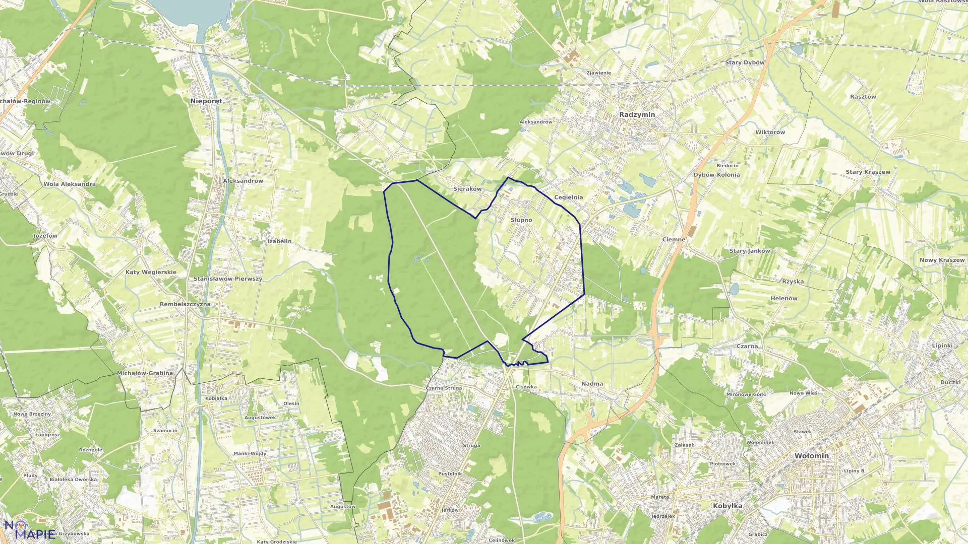 Mapa obrębu SŁUPNO w gminie Radzymin