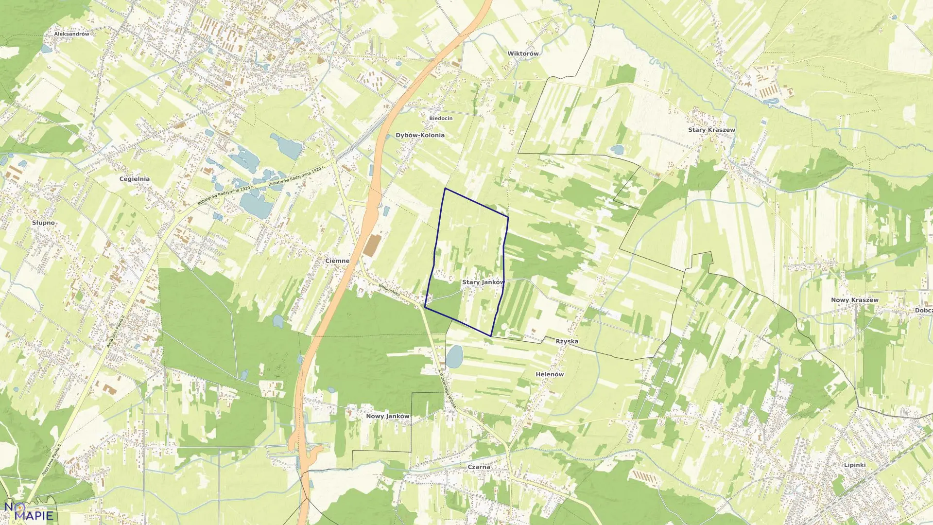 Mapa obrębu STARY JANKÓW w gminie Radzymin