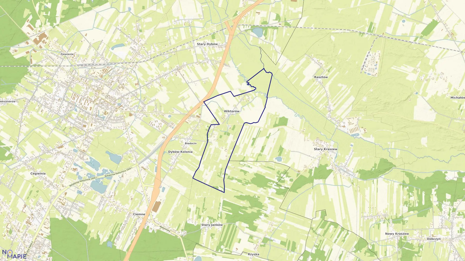 Mapa obrębu WIKTORÓW w gminie Radzymin